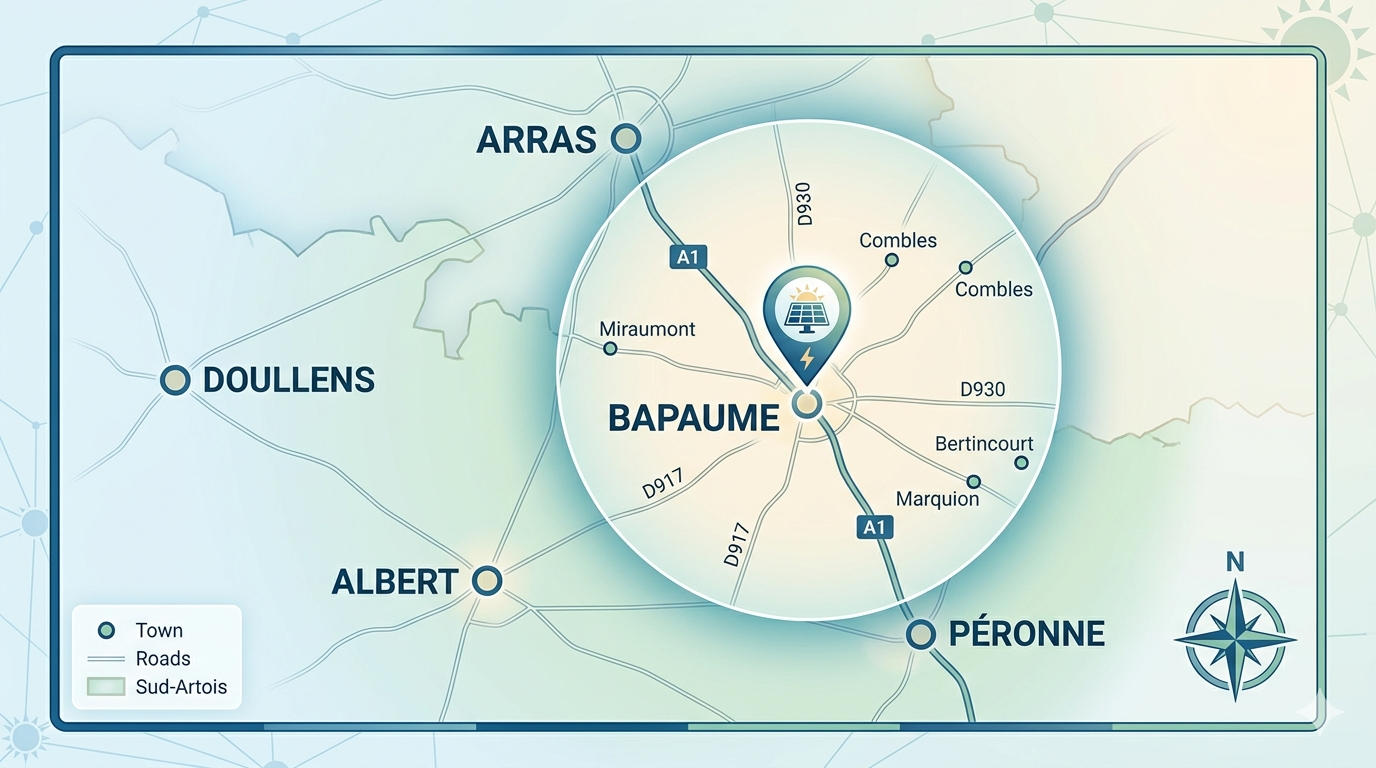 Carte zone d'intervention Nord Solar Sud-Artois Bapaume