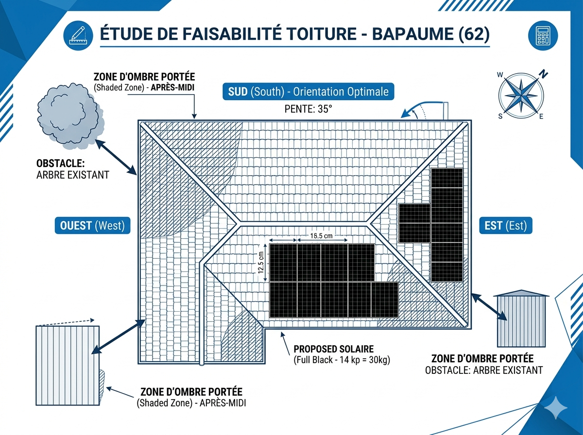 Étude de toiture photovoltaïque Bapaume
