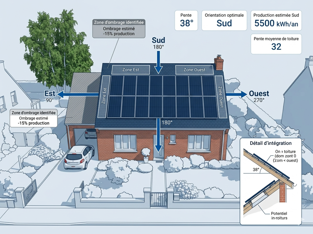 Étude de toiture photovoltaïque à Avion – modélisation 3D et analyse d'ombrage