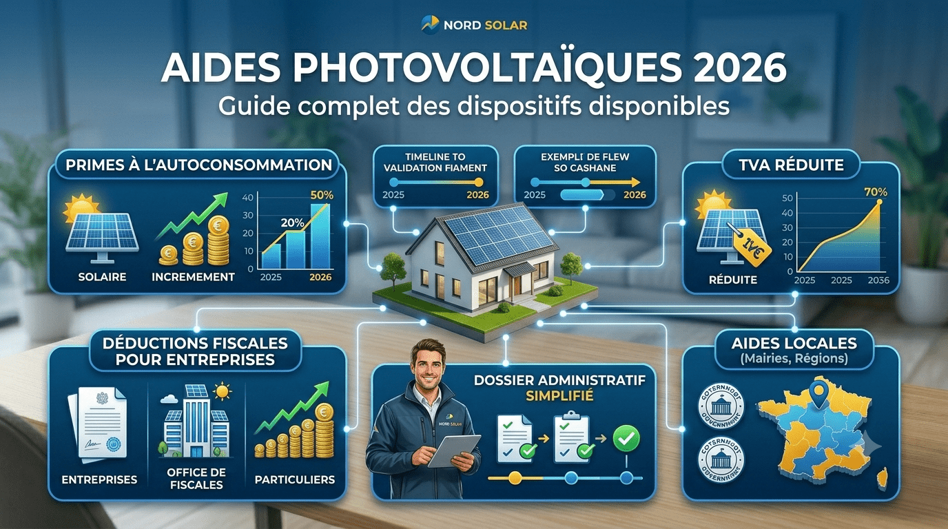 Les aides photovoltaïques 2026 : TVA 5,5 %, prime supprimée, Éco-PTZ et CEE