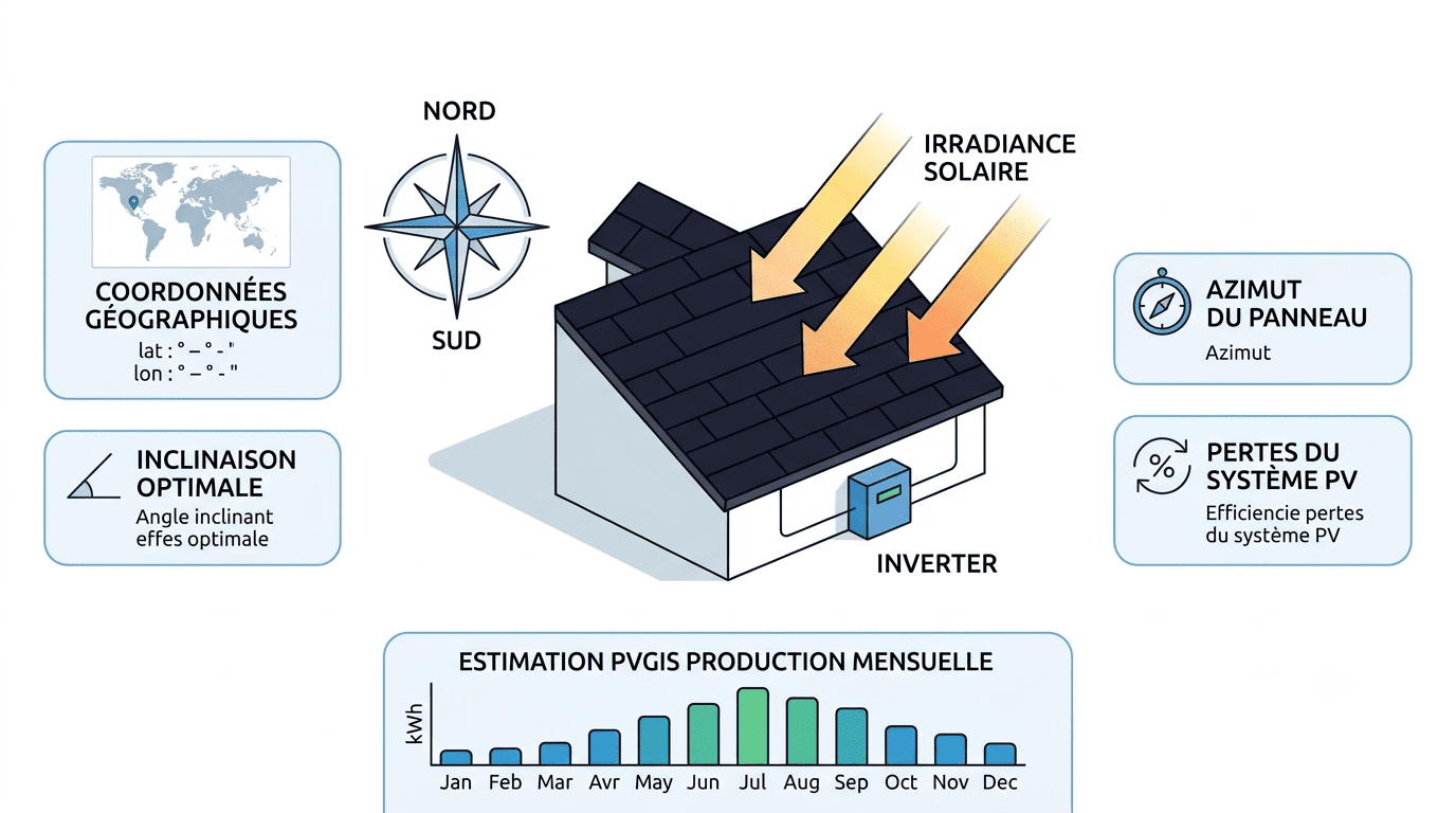 Schéma simplifié du fonctionnement de PVGIS