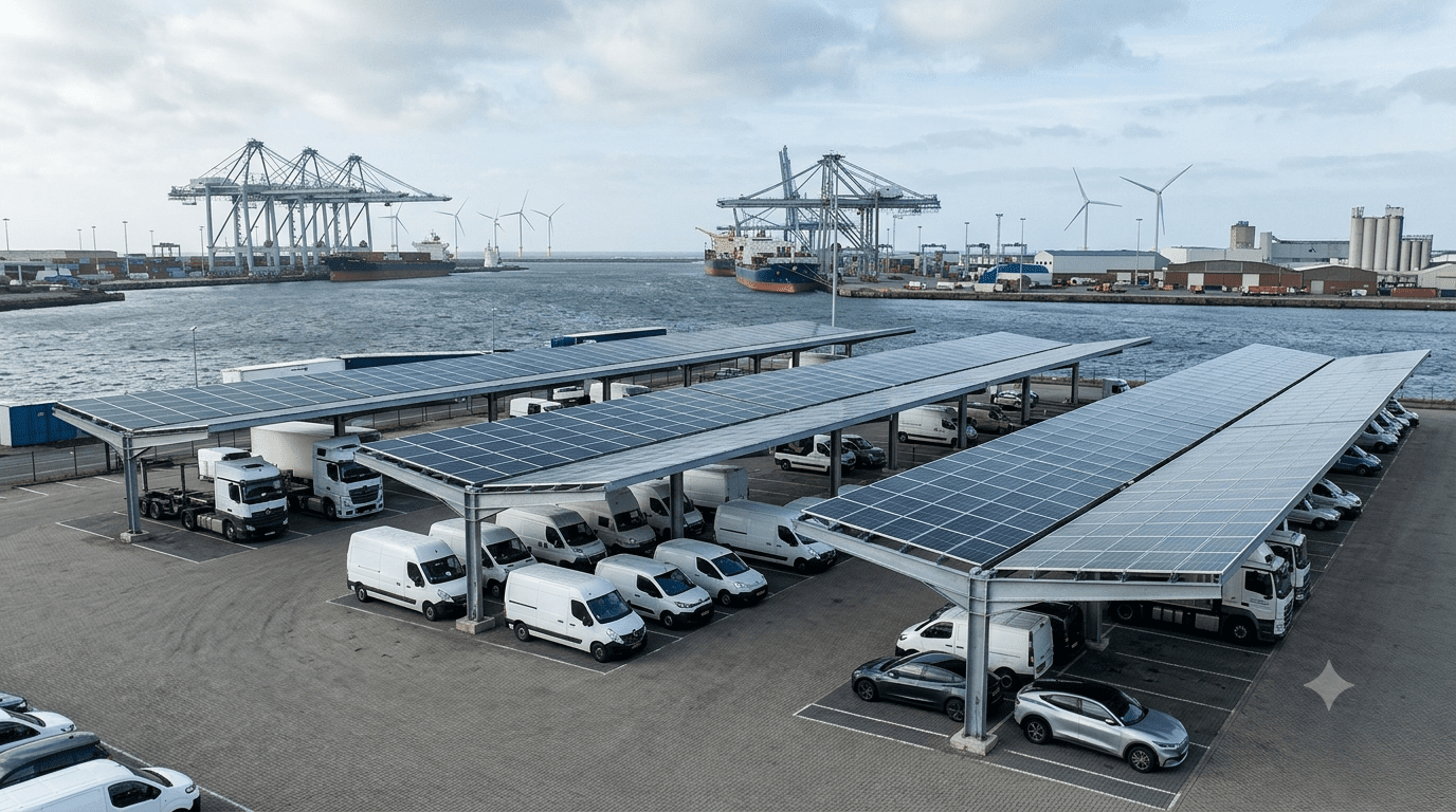 Ombrières solaires résistantes à la corrosion marine – Dunkerque