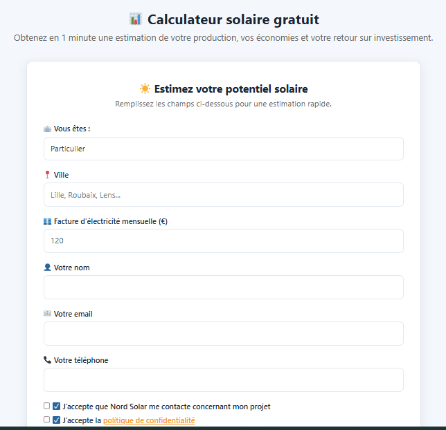 Simulateur solaire gratuit – calculez votre rentabilité après la réforme 2026
