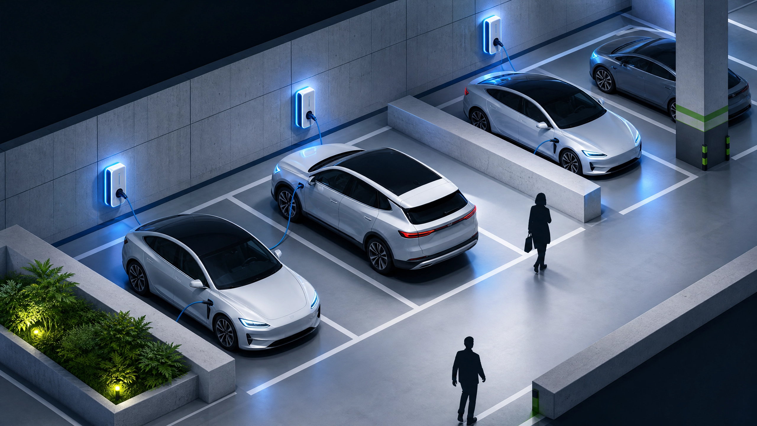Parking de copropriété avec bornes