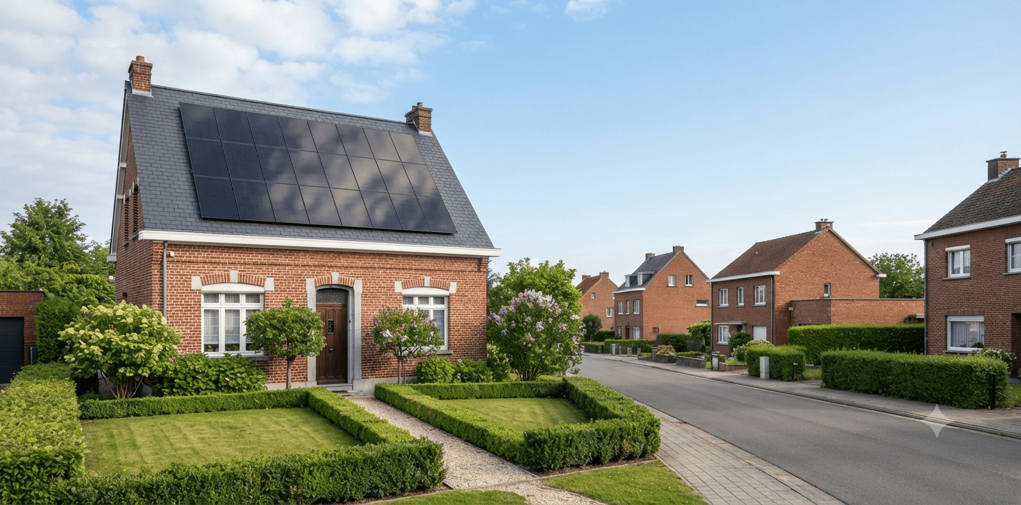 « Maison en briques à Lille équipée de panneaux solaires photovoltaïques en toiture, production solaire dans le Nord »